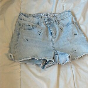 Indigo Rein Light Blue Distressed High Waist Shorts